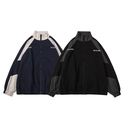Hip Hop Varsity Jacket Men High Street Patchwork Color Black Windbreaker Coats Women Spring Autumn Thin Fashion College Jackets