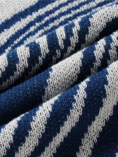 New Popular Autumn and Winter Maze Jacquard Pattern Pullover Sweater Casual Round Neck Contrast Color Knitted Men's Pullover