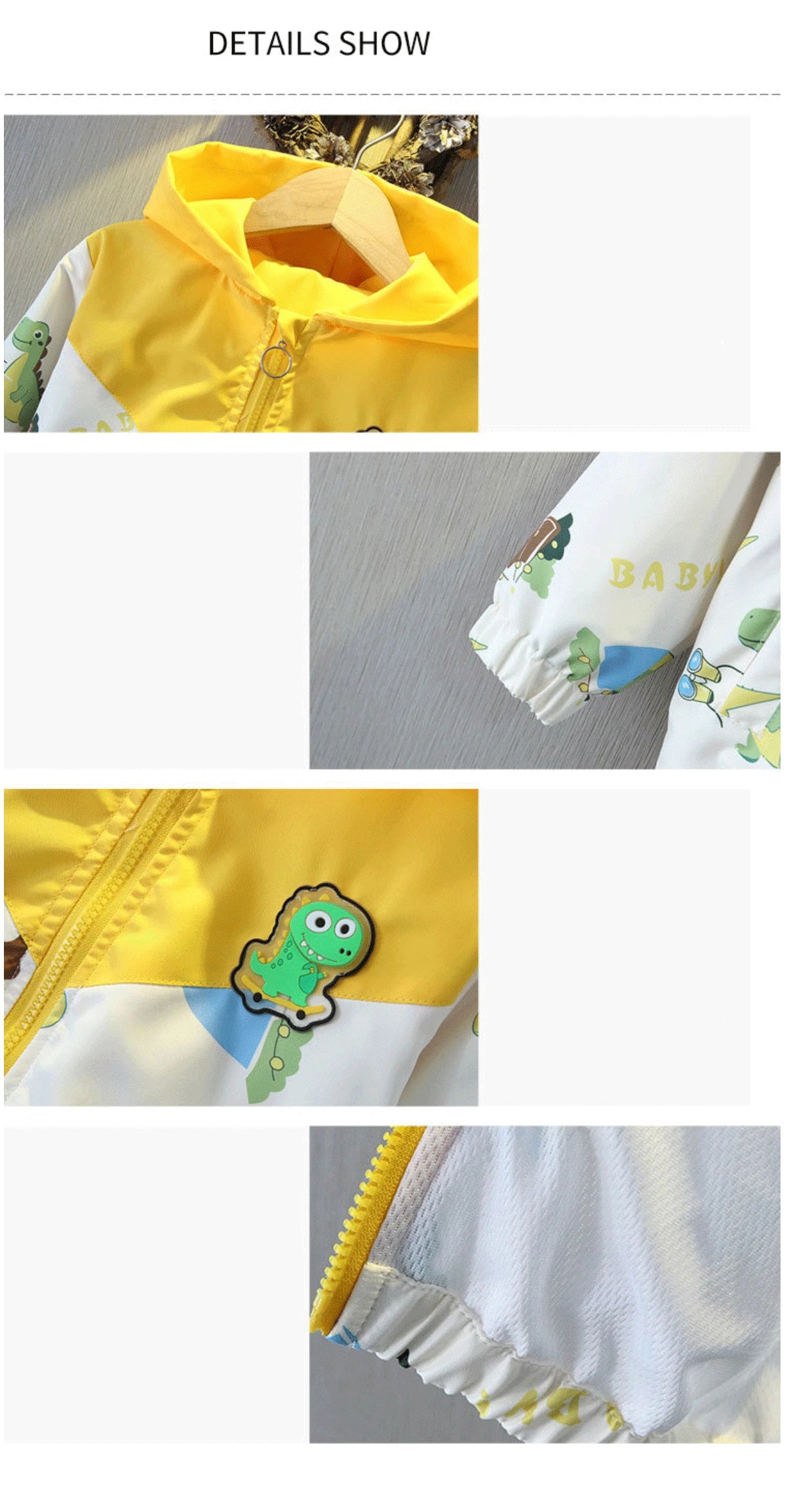 New Spring Autumn Green Yellow Thin style Children Costume Boys Coats Jacket Girls Hooded Coat Kids Outwear Boy Clothing