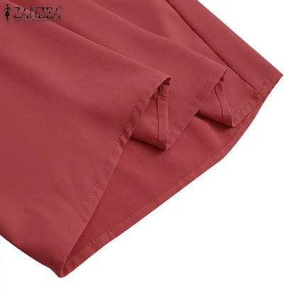 2025 Autumn Casual Suit Pants ZANZEA Elegant OL Women Wide Leg Pant Capris Solid Trouser Oversized High Waist Pantalon Palazzo