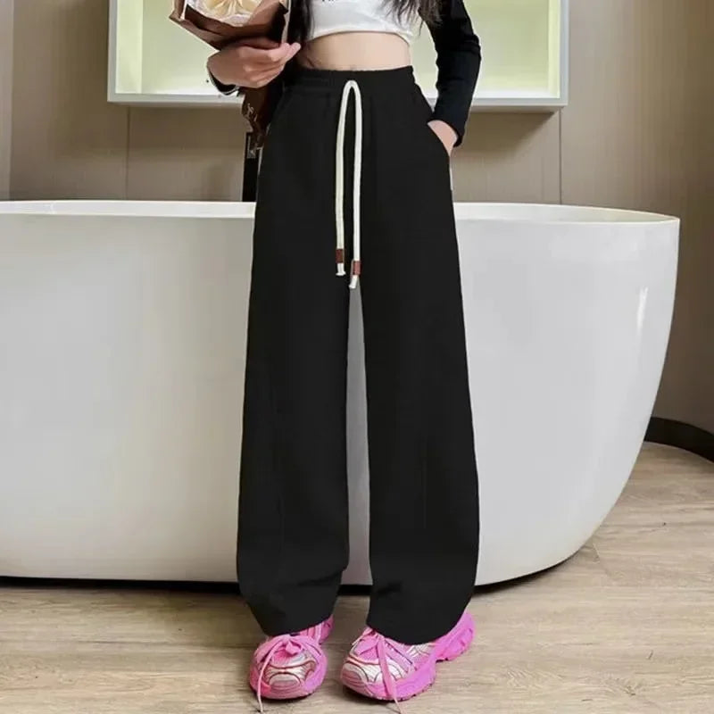 RAISE YOUNG 4-14Y Girls Sweatpant Side Striped Junior Girl Sports Pant Elastic Waist School Girl Straight Pant Dog Print Trouser