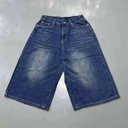 IEFB Summer Men's Denim Pants Old Blue Washed Male Jeans Straight Casual Menwear Loose Wide Leg Trousers New Fashion 9C354