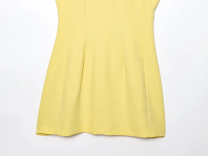 ETJ2025 summer new  women's ZW series elegant simple classic puffy round neck sleeveless waist short dress