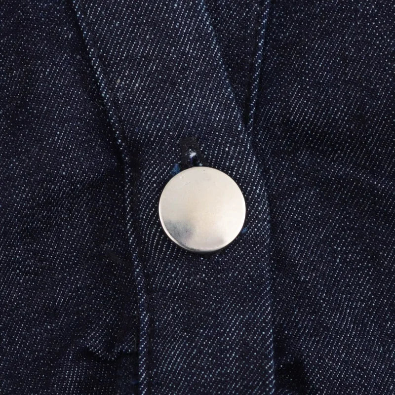 ETJ 2025  Spring New 1975 series denim MIDI dress with lapel side zipper fashion wrinkle waist slim elegant dress