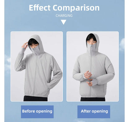 Summer Sunscreen Hooded Fan Clothes Cooling Vest Men Air Conditioning Clothes Women Fan Jacket Cycling Cooling Clothes To Hiking