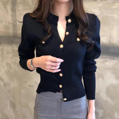 2026 Autumn Long Sleeve Fashion Women Cardigans Sweater Knitted Coat Short Casual Single Breasted Korean Slim Chic Ladies Tops