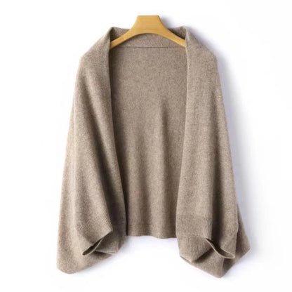 100%Wool Women's Knitted Shawl Scarf Soft Warm Knitwear Cardigan Cloak Wraps Shoulder Neck Protect Pashmina Scarves Dual Use