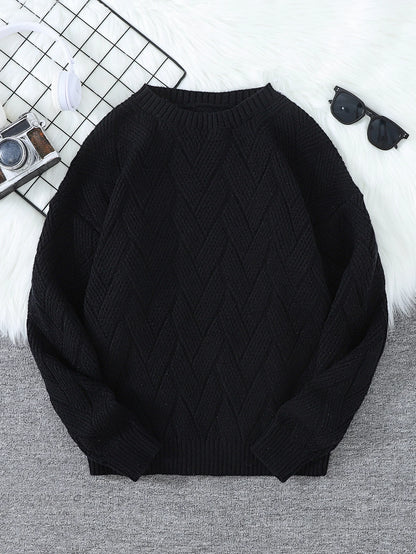 New Japanese-Style Round-Neck Couple's Sweater, Plain Knit, Casual Versatile Trendy Men's Long-Sleeve Sweater Top
