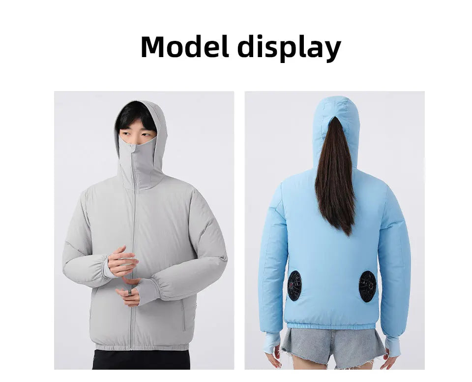 Summer Sunscreen Hooded Fan Clothes Cooling Vest Men Air Conditioning Clothes Women Fan Jacket Cycling Cooling Clothes To Hiking