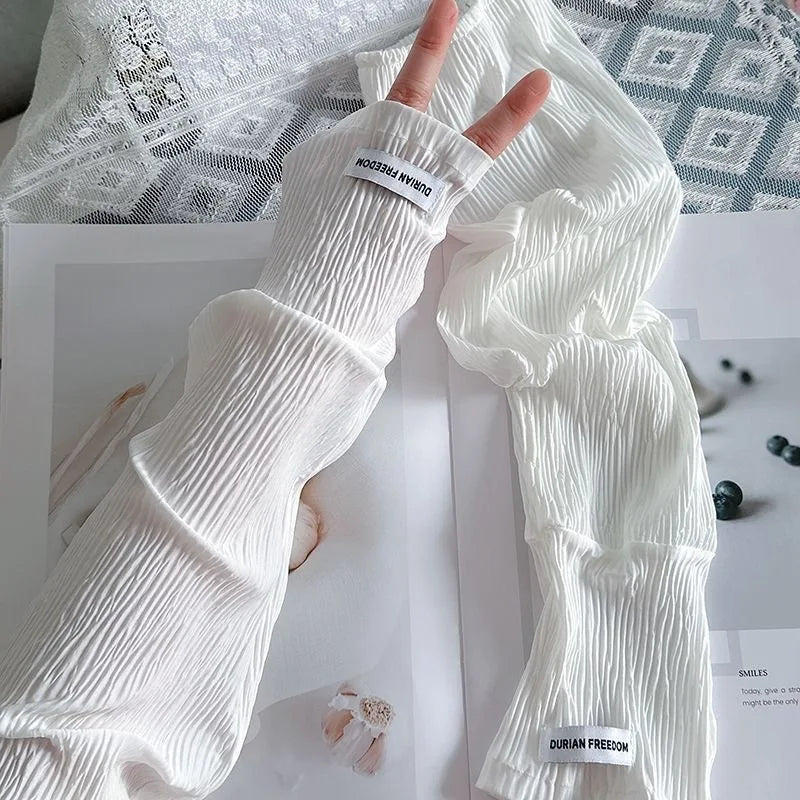 Ice silk sunscreen sleeves, solid color, simple Korean version, driving, cycling, sun shading, UV protection, summer
