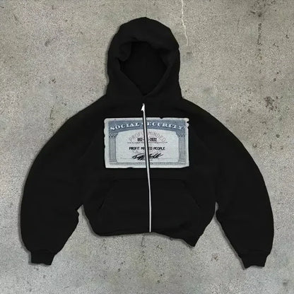 Zipper Hoodie Women Street Y2K New Punk American Hip Hop Joker Pattern 2025 Fleece Padded Sweatshirt Unisex Casual Hoodie
