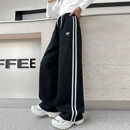 RAISE YOUNG 4-14Y Girls Sweatpant Side Striped Junior Girl Sports Pant Elastic Waist School Girl Straight Pant Dog Print Trouser