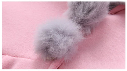 Baby Girls Jacket in Spring Rabbit Ears Coat Children Clothes Outerwear Autumn Kids Warm Cotton Dress Jacket Infant Girl Coat