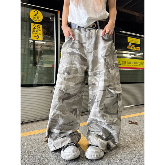 Y2K Men Pants Harajuku Vintage Camouflage Pattern Baggy Casual Sweatpants Hip Hop Gothic Men Women Wide Leg Trousers Streetwear