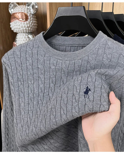 Luxury pony embroidery designer brand sweater men's new fashion unique jacquard comfort Paul casual knitted round neck pullover