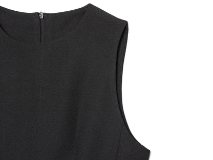ETJ2025 summer new  women's ZW series elegant simple classic puffy round neck sleeveless waist short dress