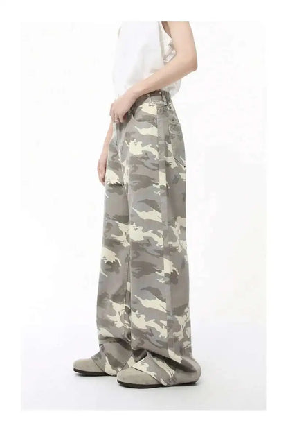 IEFB High Street Men's Denim Pants Camouflage Casaul Straight Bottom Simple Wide Leg Loose Trousers Spring Stylish 2026 9C354