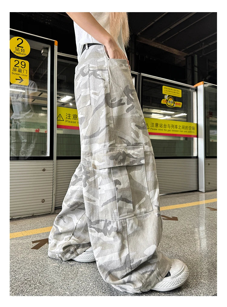 Y2K Men Pants Harajuku Vintage Camouflage Pattern Baggy Casual Sweatpants Hip Hop Gothic Men Women Wide Leg Trousers Streetwear