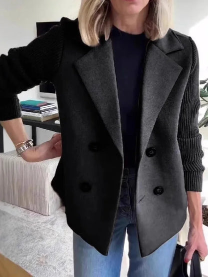 2025 Loungewear Jacket Women Spring Autumn Turn-Down Collar Simple Solid Patchwork Outerwear Long Sleeve Elegant Coat Streetwear