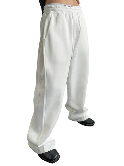 2025 men's wide leg sweatpants, European and American men's and women's sweatpants, waist drawstring straight leg loose casual s