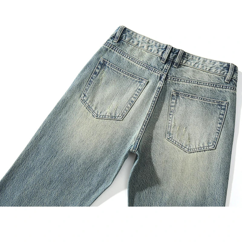 KSTUN Flared Jeans Men Booocut Jean Streetwear Denim Pants Ripped Hollow Out Vintage Jeans Men Distressed Frayed Americian Style