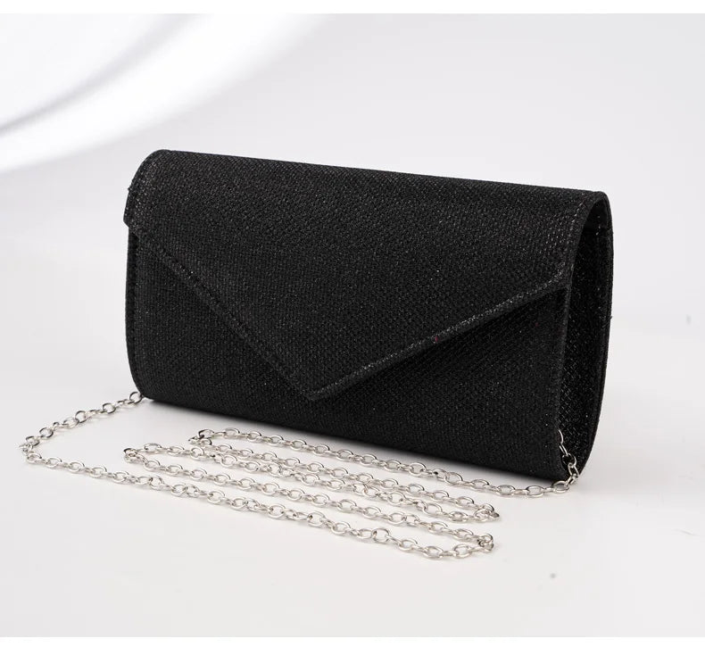 Glitter Envelope Handbag Women Silver Shiny Chain Shoulder Bag Ladies Mini Crossbody Flap Fashion Small Dress Day Clutch