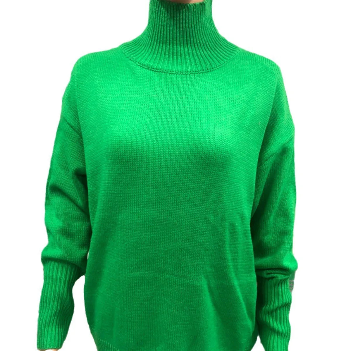 Original Light Luxury O-neck Knit Sweater Autumn And Winter Women's Elegant Loose Mock Neck Solid Color Warm Outerwear Sweater