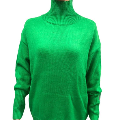 Original Light Luxury O-neck Knit Sweater Autumn And Winter Women's Elegant Loose Mock Neck Solid Color Warm Outerwear Sweater