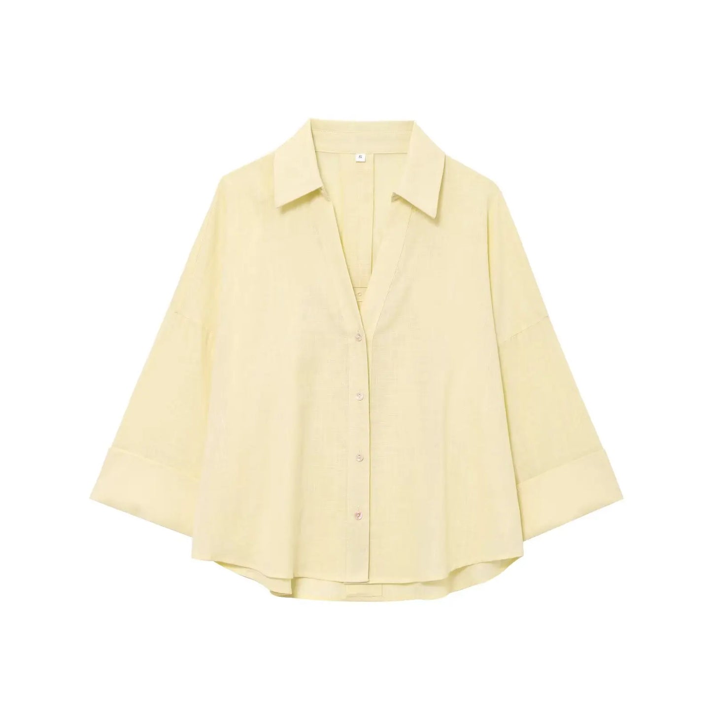 HH 2025 Casual Women Soild Linen Loose Shirt Summer Female Lapel Collar Long Sleeve Oversized Office Wear Lady Blouse