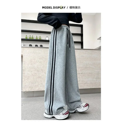 RAISE YOUNG 4-14Y Girls Sweatpant Side Striped Junior Girl Sports Pant Elastic Waist School Girl Straight Pant Dog Print Trouser