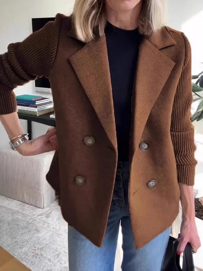 2025 Loungewear Jacket Women Spring Autumn Turn-Down Collar Simple Solid Patchwork Outerwear Long Sleeve Elegant Coat Streetwear