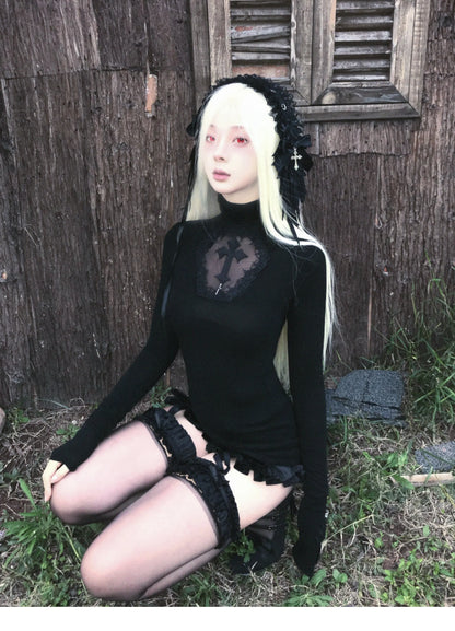 Genayooa Y2k Vintage T Shirt Women Hollow Out Tops Butterfly Patchwork Japanese 2000s Retro Grunge Tops Aesthetic Tshirts Gothic