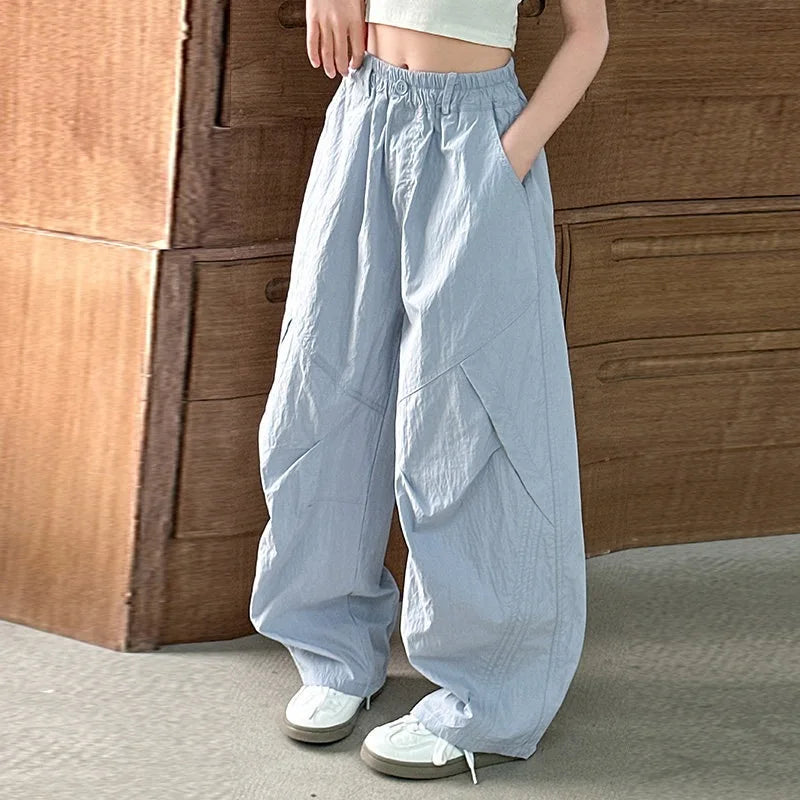 RAISE Summer Children Girls Trousers 3-14Yrs Kids Girls Suspenders Long Pants Thin Casual Versatile Juniot Girls Overalls Pants