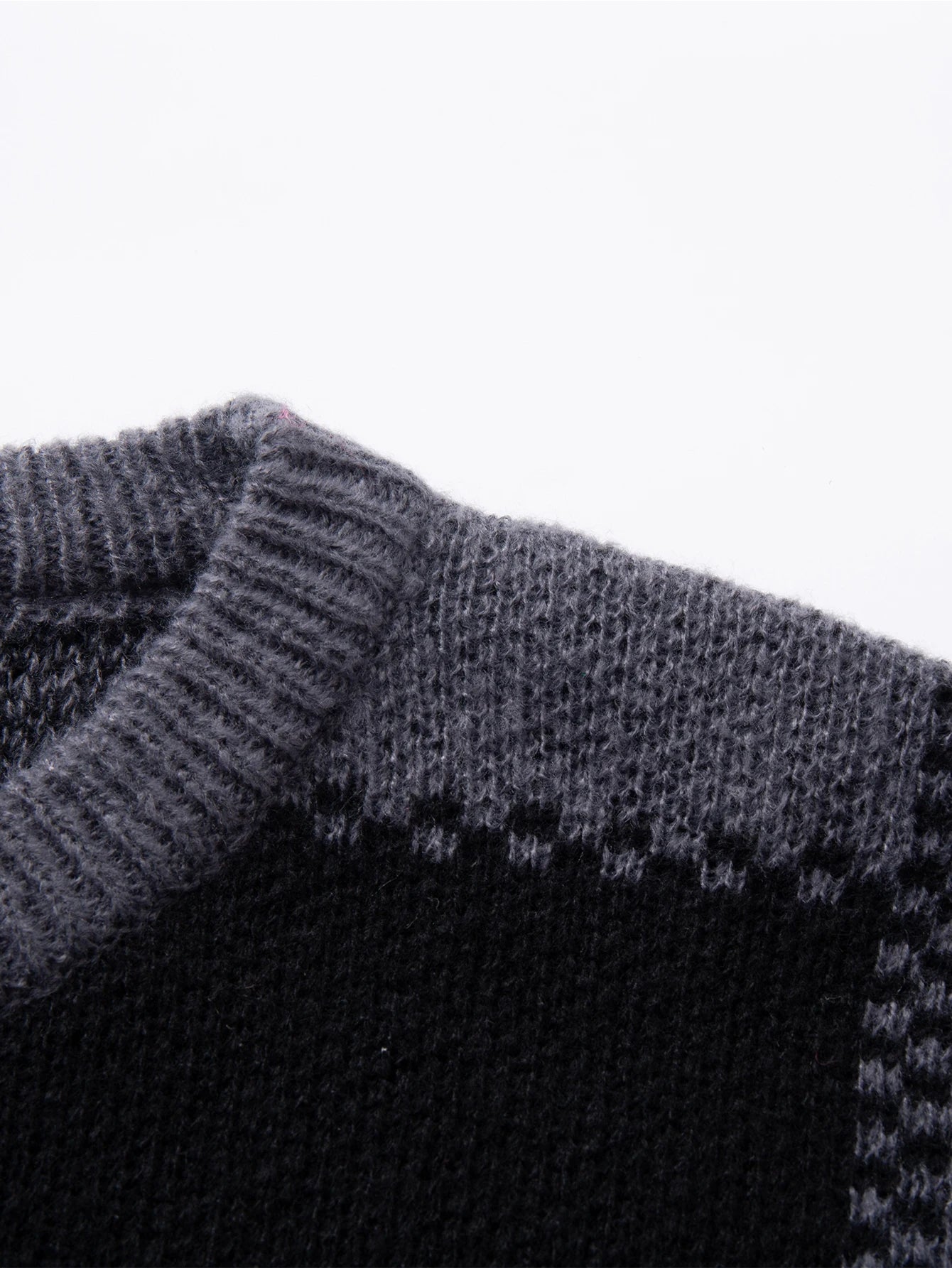 Retro Trendy Plaid Jacquard Pattern Pullover Sweater Casual Round Neck Color-Block Knit Men's Pullover