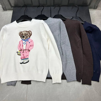New Arrival European Elegant Bear Design Ladies Knit Sweater Pullover Knitted Tops Knitwear Women Clothes Jumper