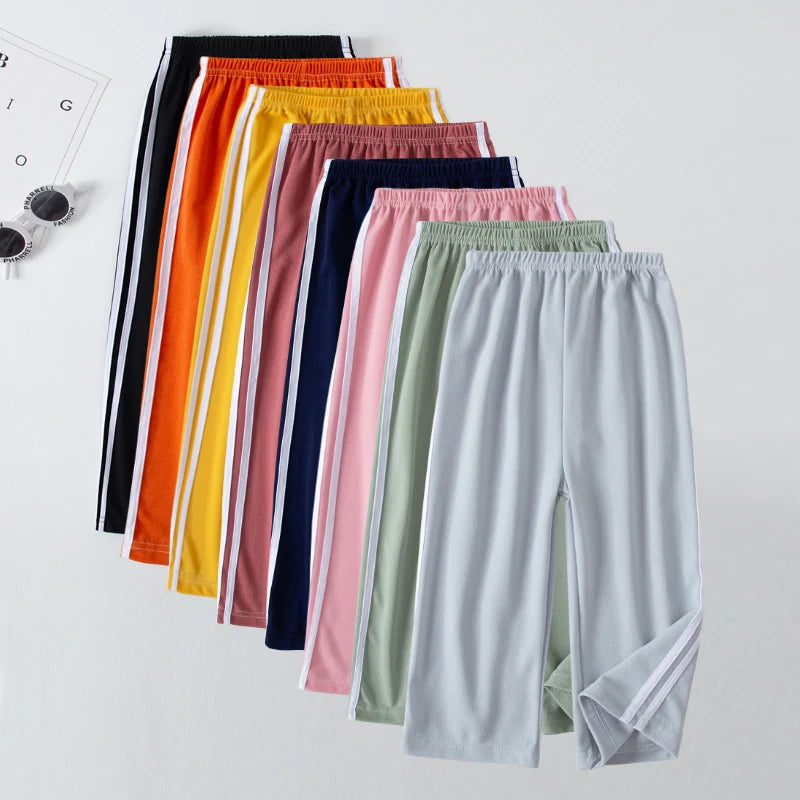 Children's Summer And Autumn Basic Versatile Solid Color Wide Leg Pants For Girls Casual Straight Leg Pants For Boys Sports Pant