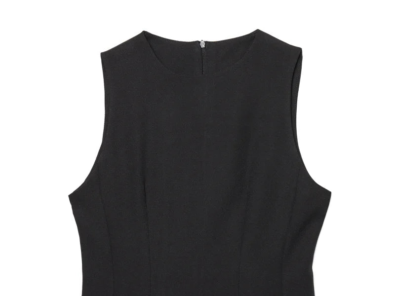 ETJ2025 summer new  women's ZW series elegant simple classic puffy round neck sleeveless waist short dress