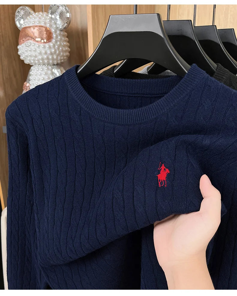 Luxury pony embroidery designer brand sweater men's new fashion unique jacquard comfort Paul casual knitted round neck pullover