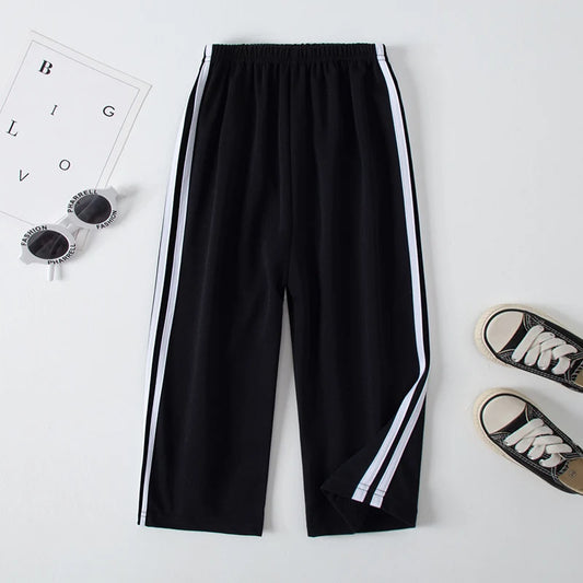 Children's Summer And Autumn Basic Versatile Solid Color Wide Leg Pants For Girls Casual Straight Leg Pants For Boys Sports Pant