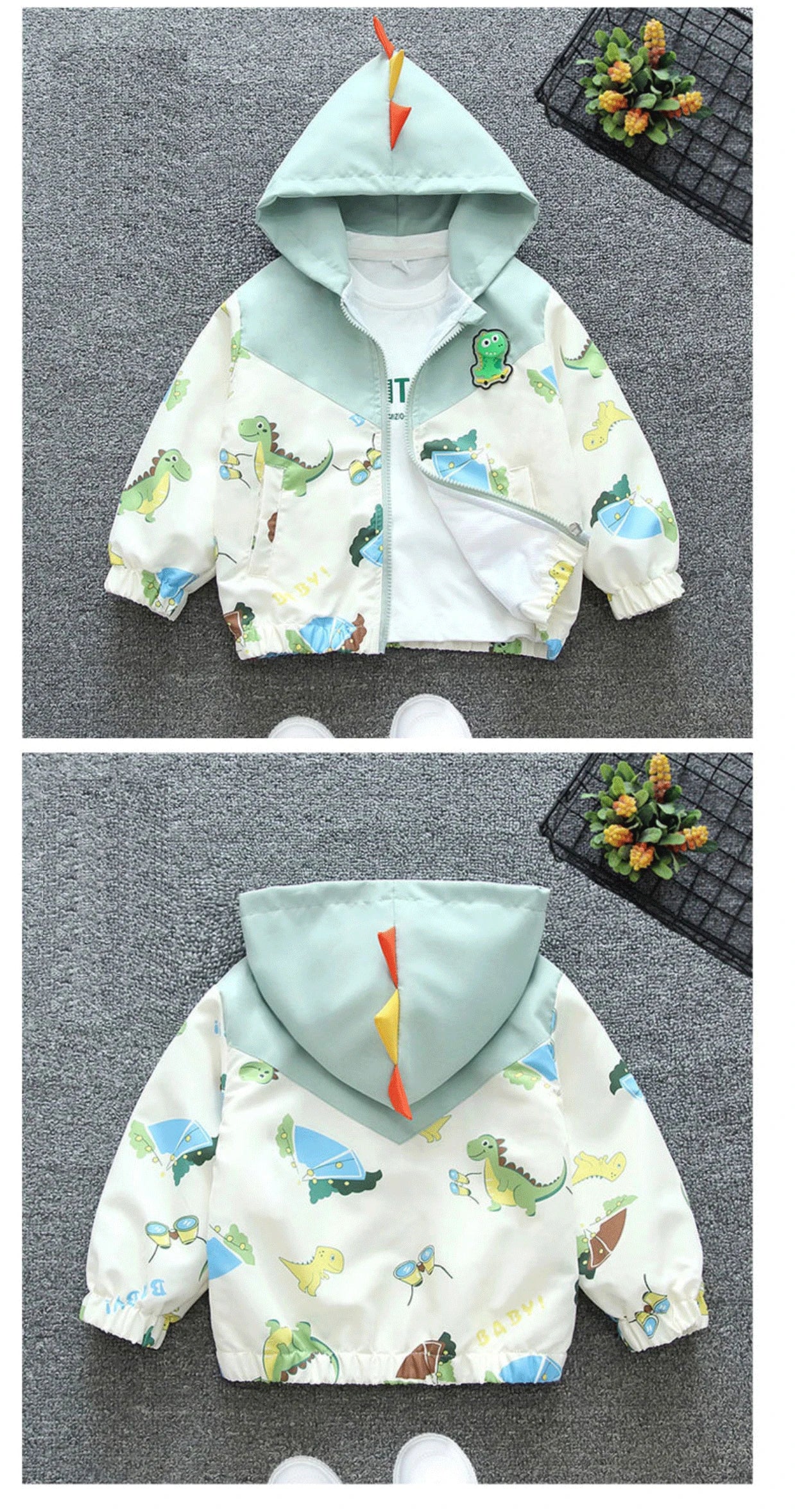 New Spring Autumn Green Yellow Thin style Children Costume Boys Coats Jacket Girls Hooded Coat Kids Outwear Boy Clothing