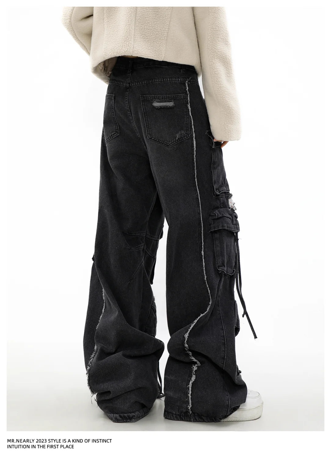 Women Y2k American Retro Mutil Pockets Cargo Jeans 90s Vintage 2000s Jean Pants Trashy Clothes 2025 Black Baggy Cargo Jeans