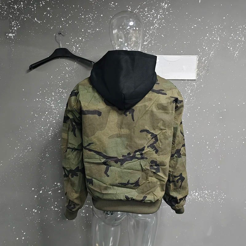 PFHQ Camouflage Men's Hooded Jacket 2025 Spring Autumn New High Street Long Sleeve Korean Style Fashion Casual Male Tops 21E2824