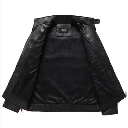 Coat Male vintage Casual Motor Biker Faux Leather Jacket Men Motorcycle Slim Fleece Jackets Autumn Winter Fashion Leather Jacket