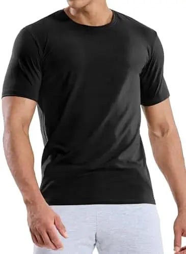 Men O-Neck T-shirt Polyester Thin Solid Color Fitness Muscle Joggers Bodybuilding Short Sleeved Tee Breathable Quick Dry tops