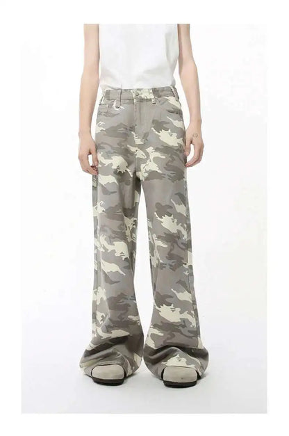 IEFB High Street Men's Denim Pants Camouflage Casaul Straight Bottom Simple Wide Leg Loose Trousers Spring Stylish 2026 9C354