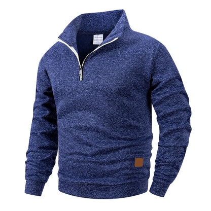Spring Autumn Men's Standing Collar Half Zipper Sportswear Long Sleeve Sweatshirts Men Casual Knitted Pullovers Daily Coats