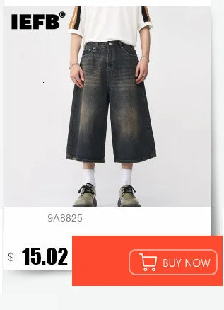 IEFB Vintage Camouflage Men's Jeans Fashion Washed Casual Wide Leg Denim Pants Autumn Winter Loose Male Trousers Old Blue 9C354