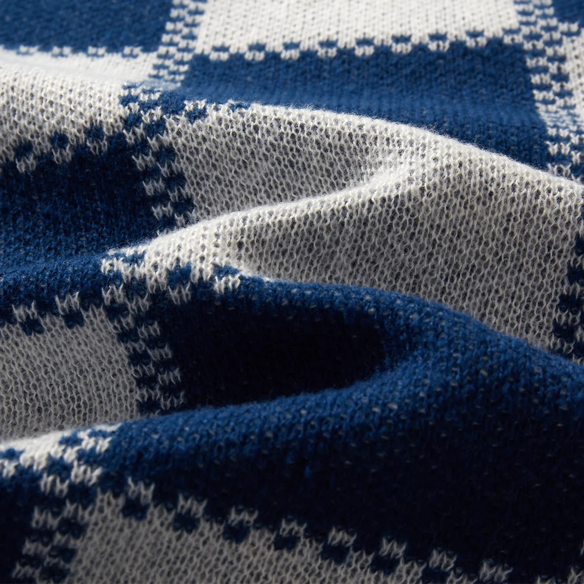 Retro Trendy Plaid Jacquard Pattern Pullover Sweater Casual Round Neck Color-Block Knit Men's Pullover