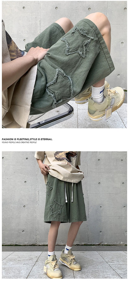 2024 Summer Shorts Men Loose spodenki meskie Vintage Denim Basic SimpleHot Sale High Waist Leisure Ulzzang Streetwear Short