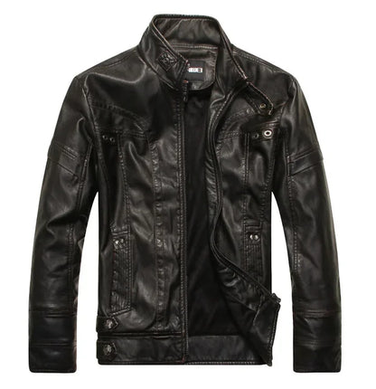 Coat Male vintage Casual Motor Biker Faux Leather Jacket Men Motorcycle Slim Fleece Jackets Autumn Winter Fashion Leather Jacket